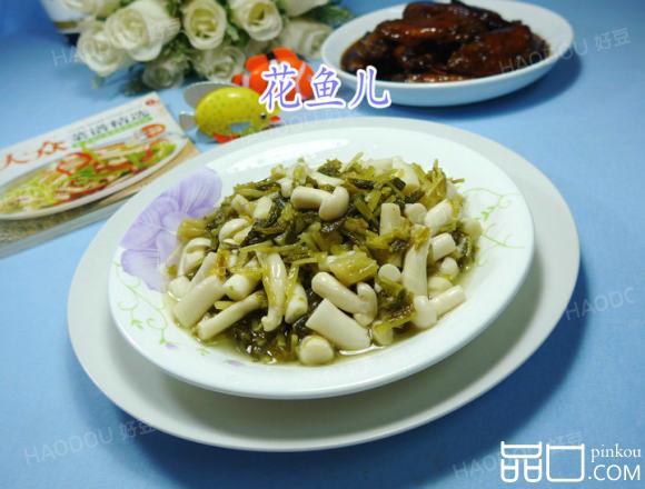 雪菜炒海鲜菇