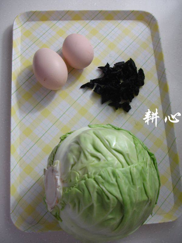木耳鸡蛋炒圆白菜步骤1