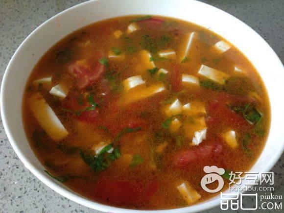 西红柿豆腐肉丝汤